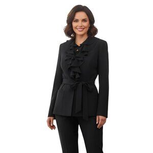 Marc Bouwer NWT* Removable Ruffled Collar Tie Belt Black Blazer Size XS